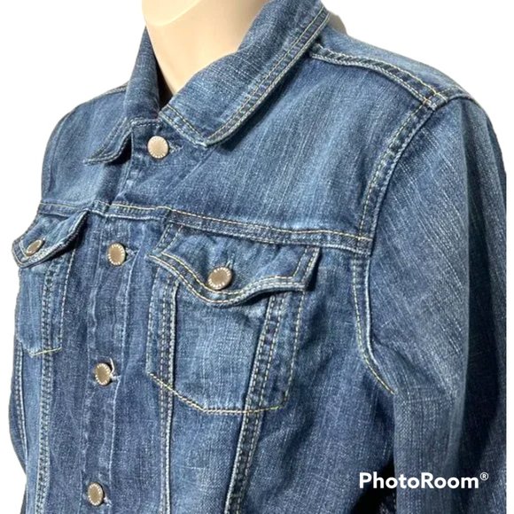 EXPRESS Classic Medium Wash Denim Trucker Jacket SIZE LARGE - Picture 3 of 10